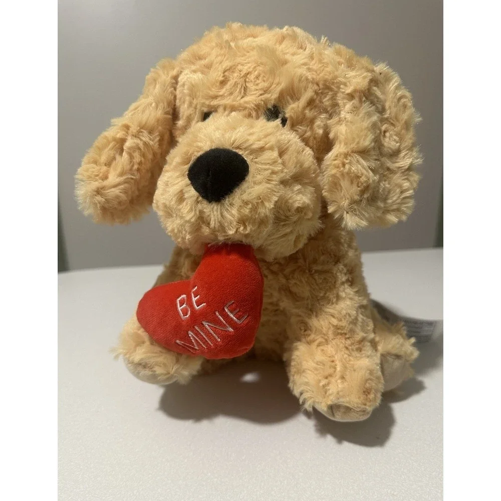 WARMIES Golden Retriever Dog Be Mine Valentine Day Stuffed Plush Puppy Microwave